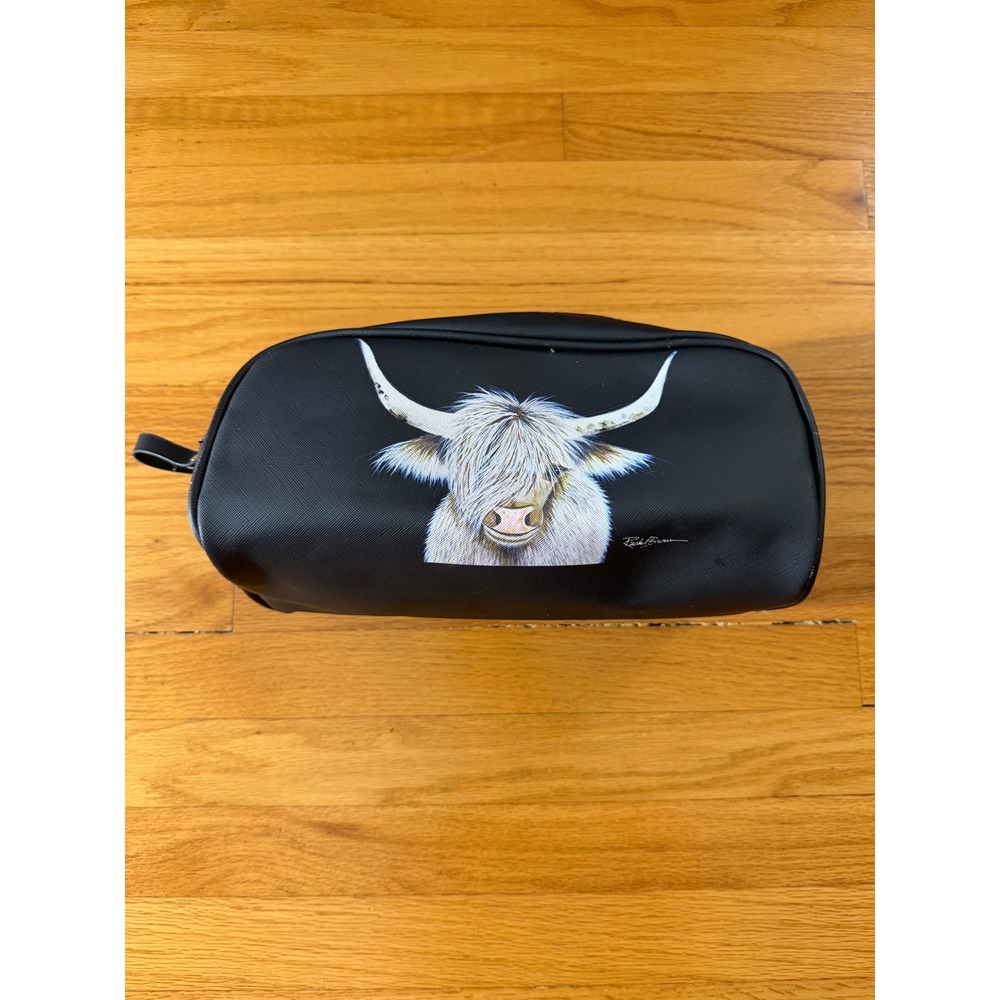 OCS Designs Highland Cow Toiletry Bag Ruth Brown Black Cosmetic Travel Case